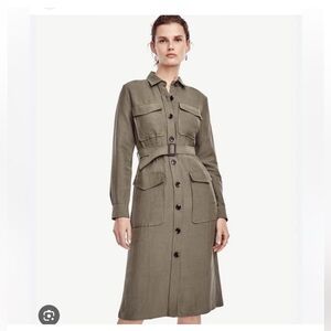 Ann Taylor Olive Green Utility Shirtdress size 4